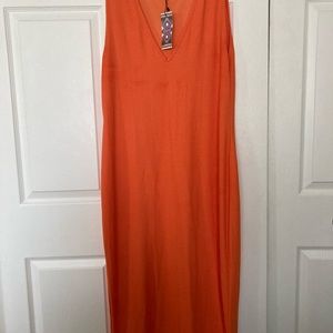 Neon orange summer maxi dress size 18